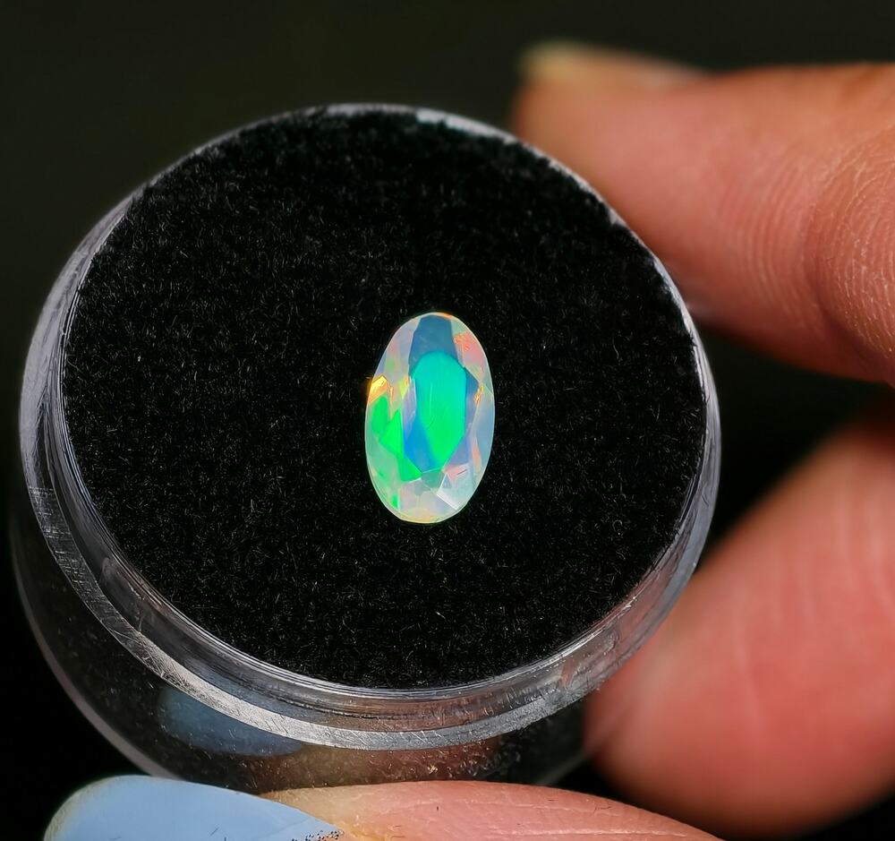 0.80ct Ethiopian Welo Opal Faceted Oval Gemstone